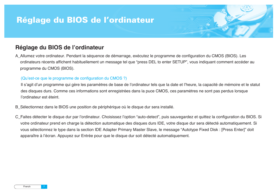 Réglage du bios de l’ordinateur | Samsung BF68-00160B User Manual | Page 17 / 60
