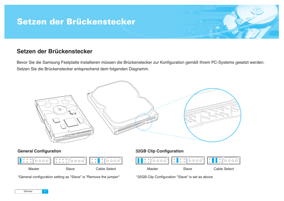 Setzen der brückenstecker | Samsung BF68-00160B User Manual | Page 21 / 60