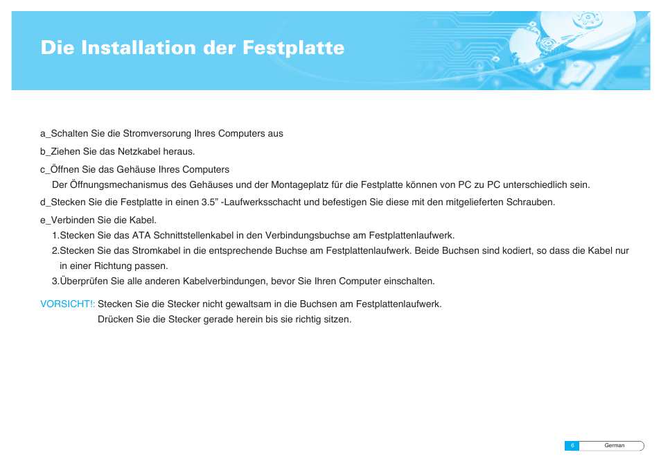 Die installation der festplatte | Samsung BF68-00160B User Manual | Page 24 / 60