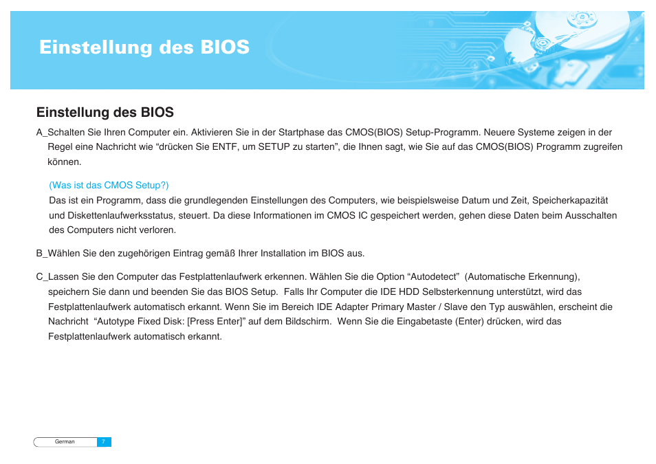 Einstellung des bios | Samsung BF68-00160B User Manual | Page 25 / 60