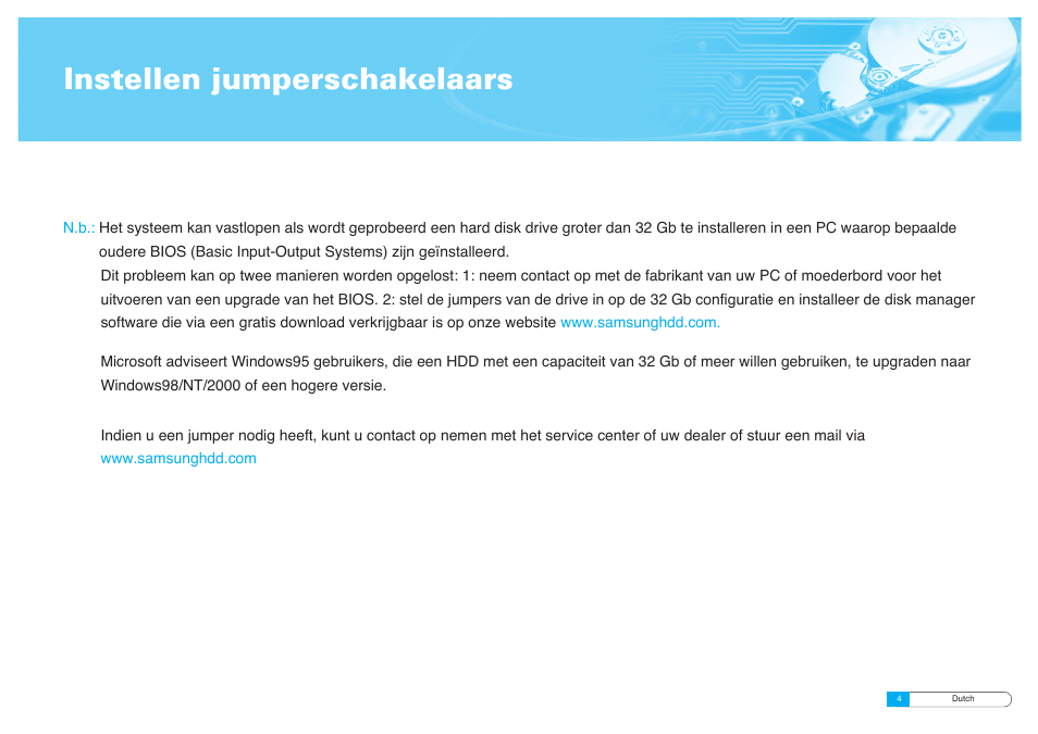 Instellen jumperschakelaars | Samsung BF68-00160B User Manual | Page 38 / 60