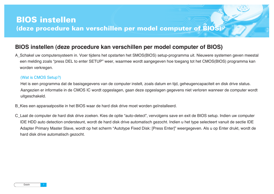 Bios instellen | Samsung BF68-00160B User Manual | Page 41 / 60