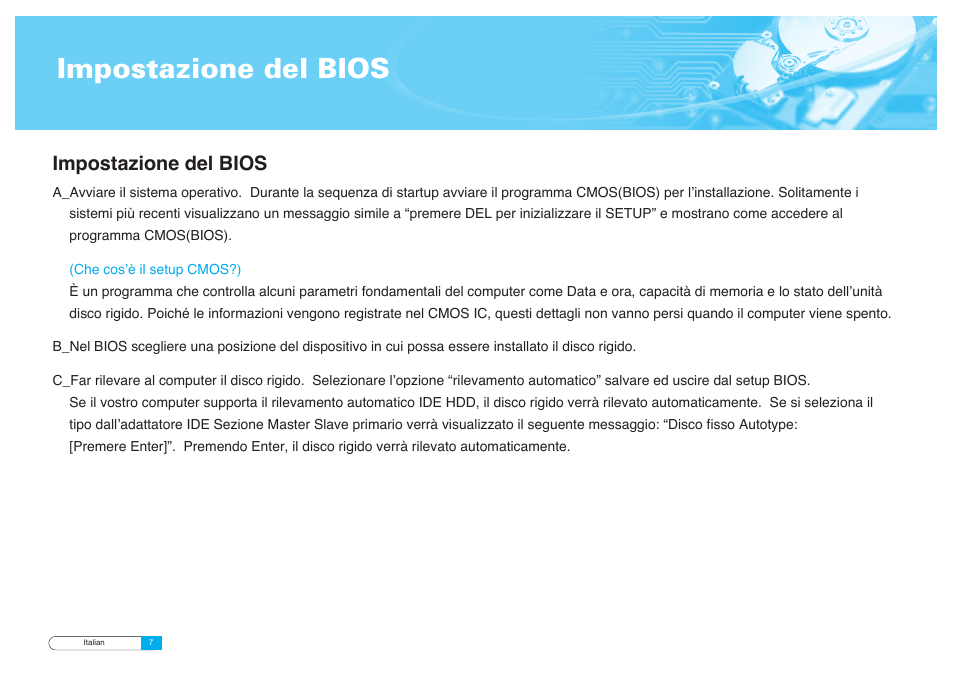Impostazione del bios | Samsung BF68-00160B User Manual | Page 49 / 60