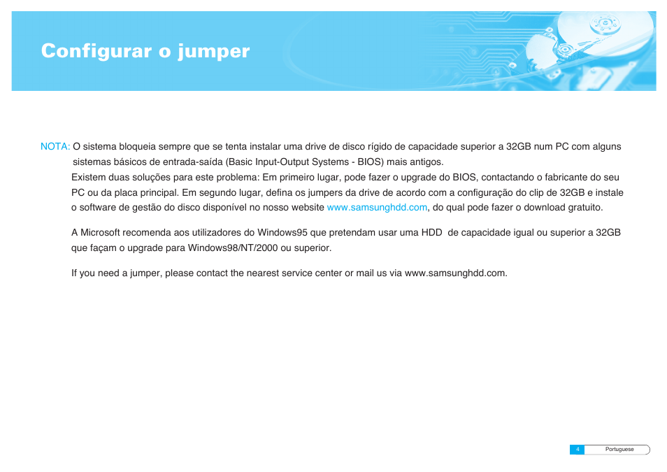 Configurar o jumper | Samsung BF68-00160B User Manual | Page 54 / 60