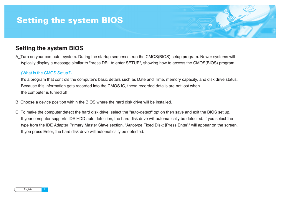 Setting the system bios | Samsung BF68-00160B User Manual | Page 9 / 60