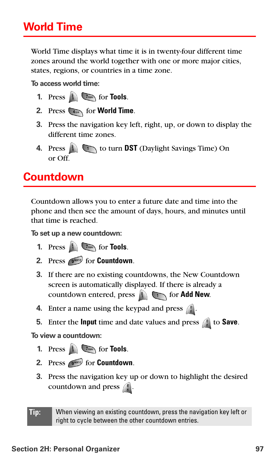 World time, Countdown | Samsung VM-A680 User Manual | Page 105 / 224