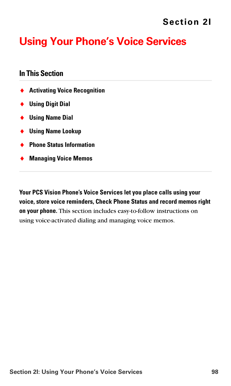 Using your phone’s voice services, 2i. using your phone’s voice services | Samsung VM-A680 User Manual | Page 106 / 224