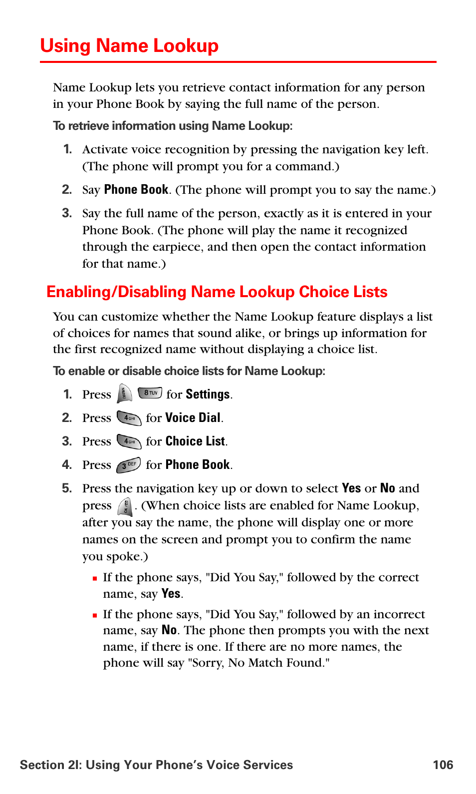 Using name lookup, Enabling/disabling name lookup choice lists | Samsung VM-A680 User Manual | Page 114 / 224