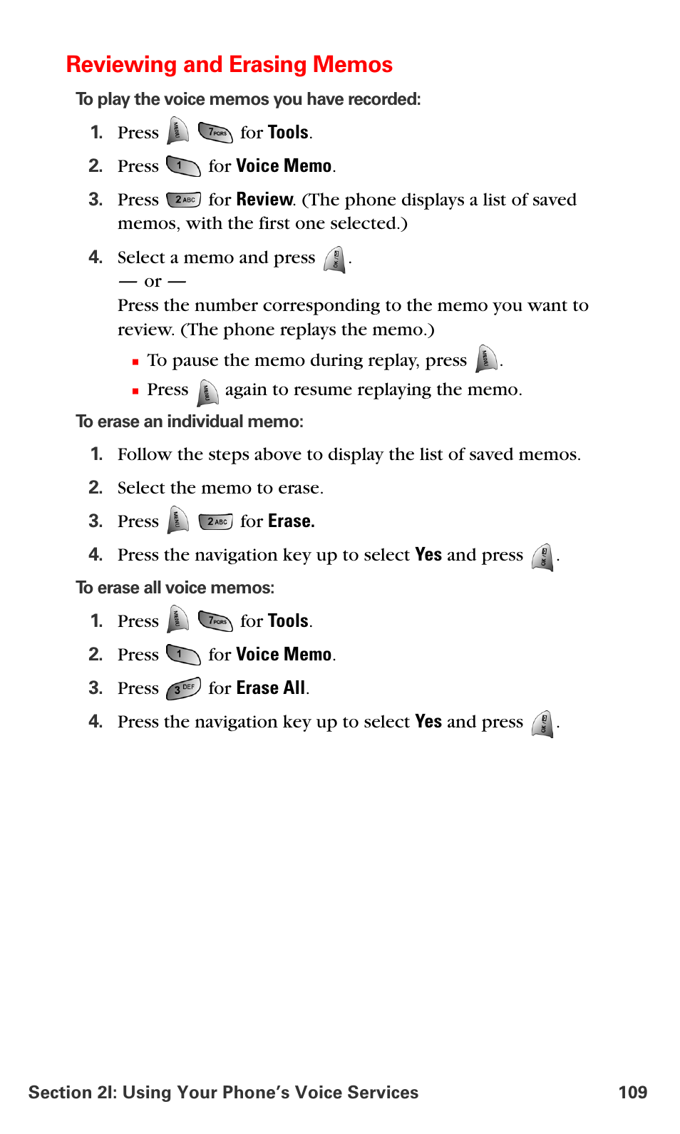 Reviewing and erasing memos | Samsung VM-A680 User Manual | Page 117 / 224