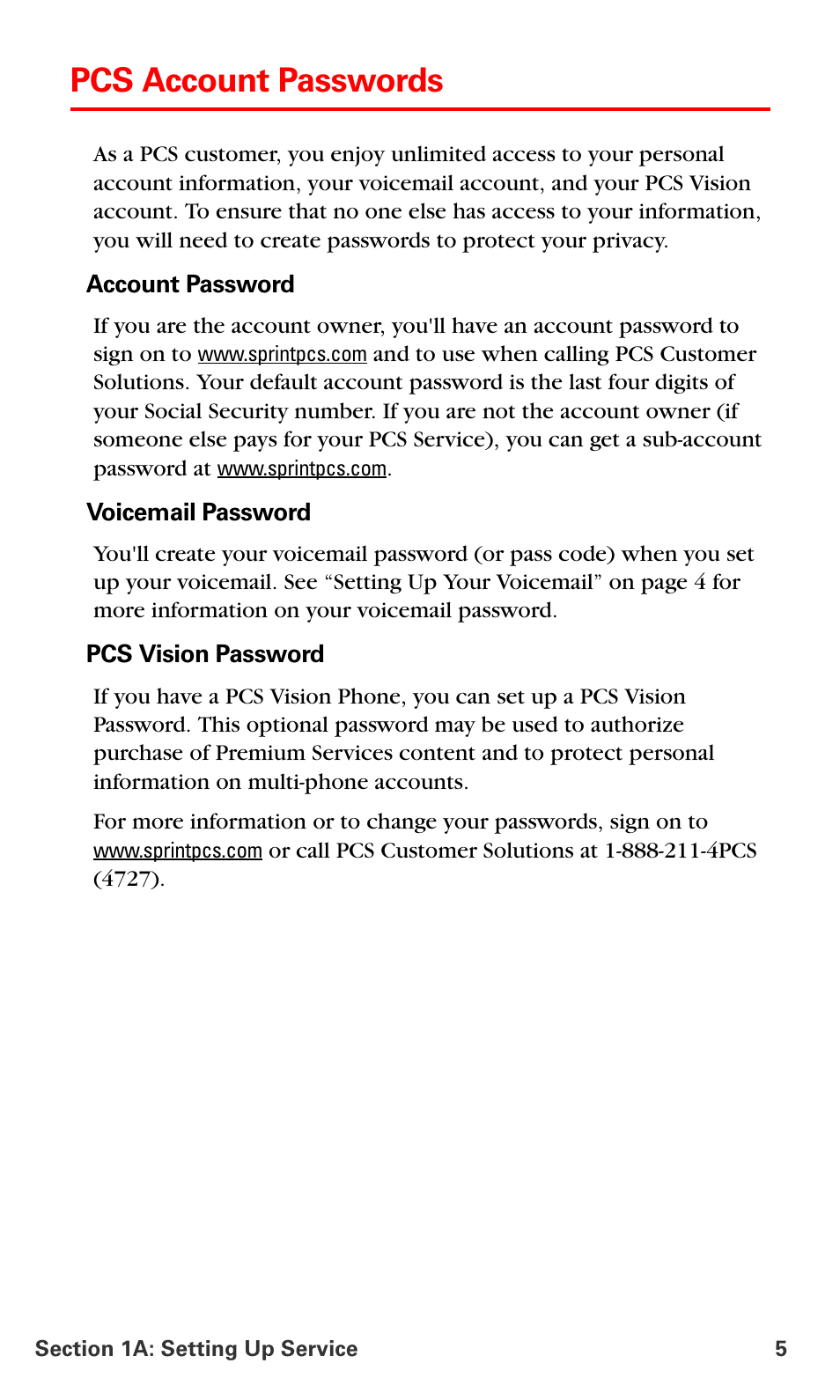 Pcs account passwords | Samsung VM-A680 User Manual | Page 13 / 224
