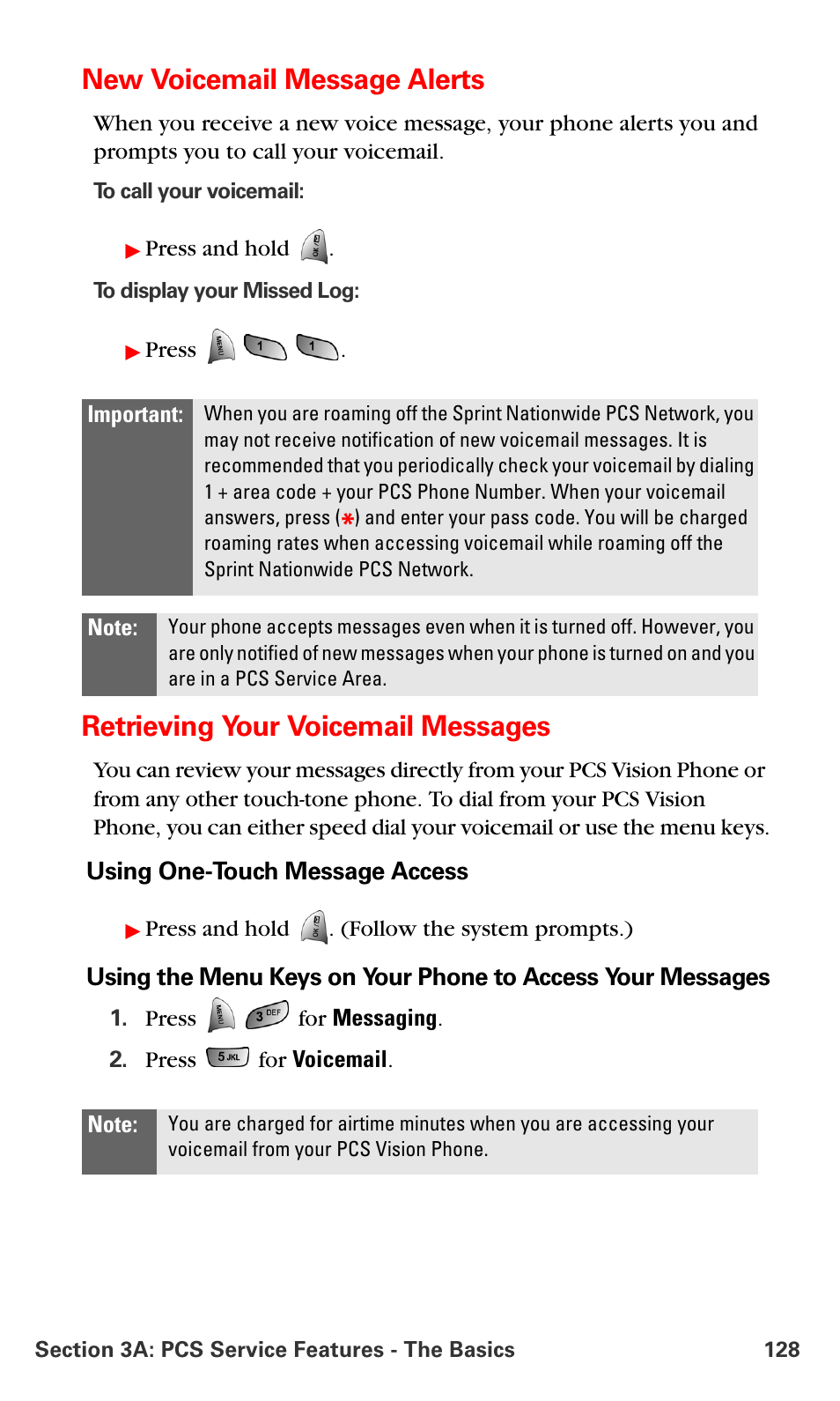New voicemail message alerts, Retrieving your voicemail messages | Samsung VM-A680 User Manual | Page 136 / 224