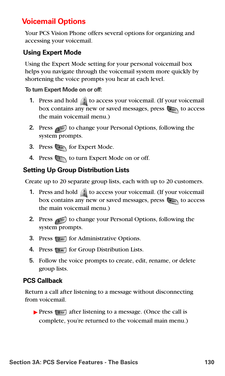 Voicemail options | Samsung VM-A680 User Manual | Page 138 / 224