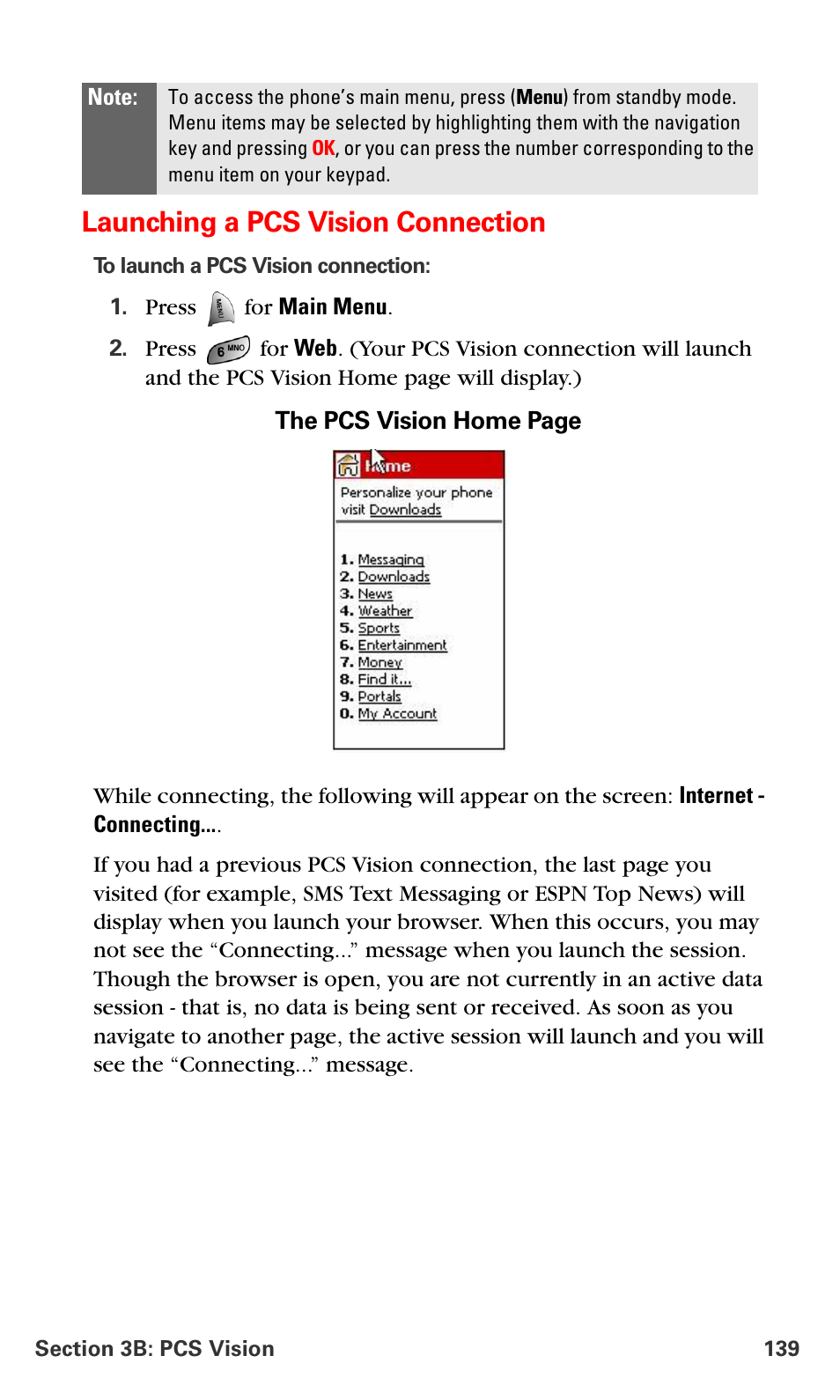 Launching a pcs vision connection | Samsung VM-A680 User Manual | Page 147 / 224