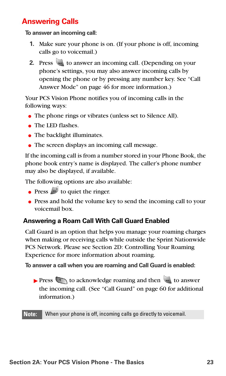 Answering calls | Samsung VM-A680 User Manual | Page 31 / 224