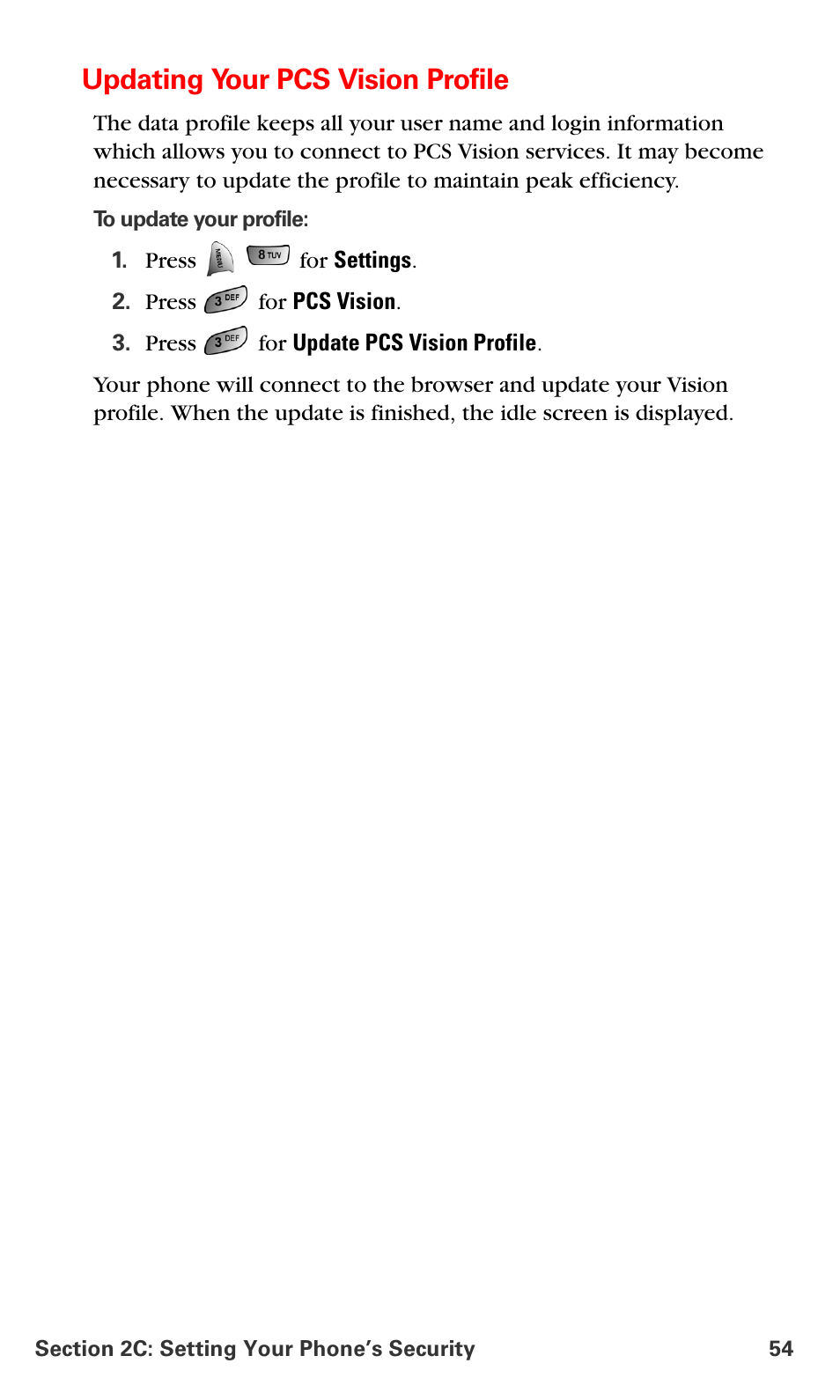 Updating your pcs vision profile | Samsung VM-A680 User Manual | Page 62 / 224