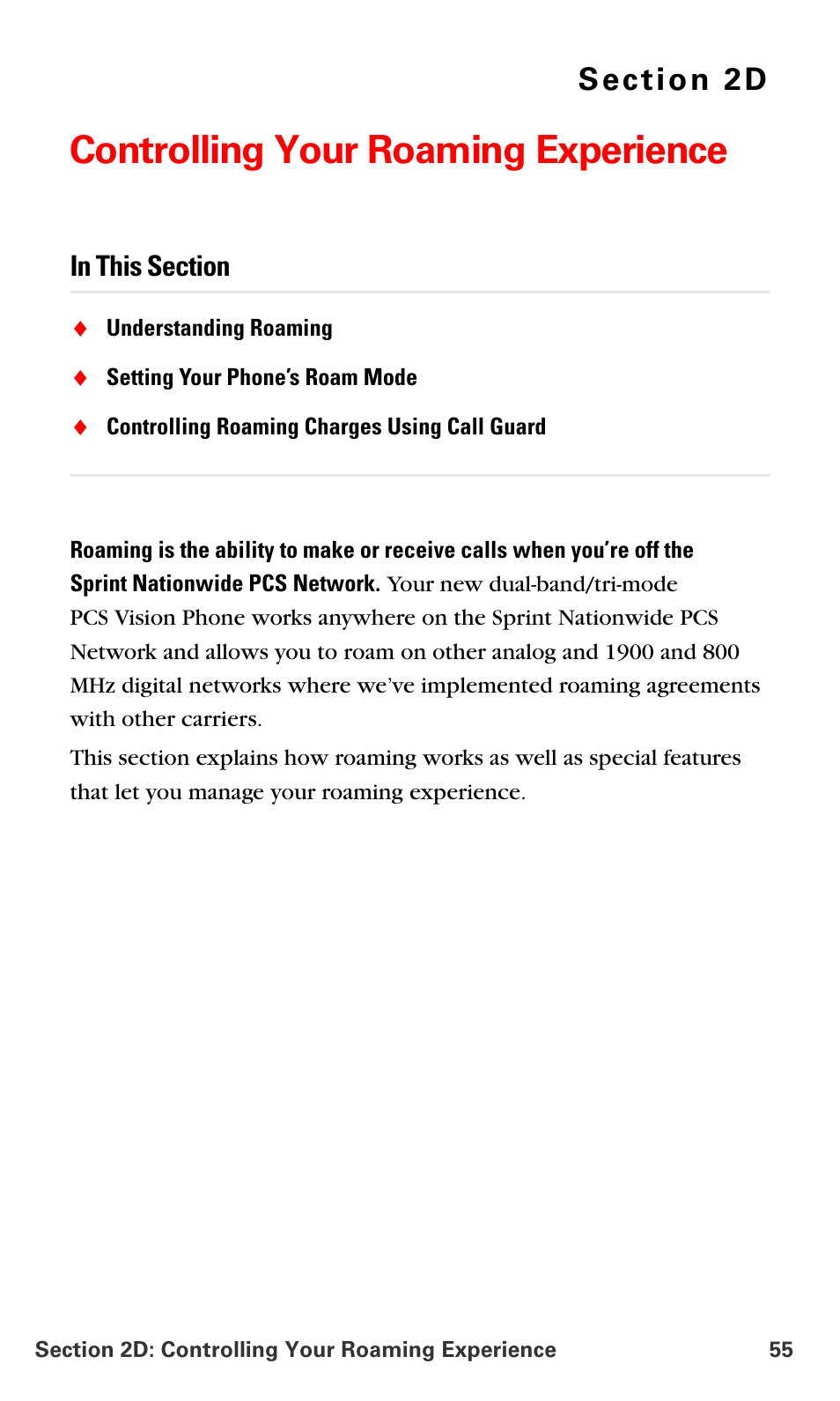 Controlling your roaming experience, 2d.controlling your roaming experience | Samsung VM-A680 User Manual | Page 63 / 224