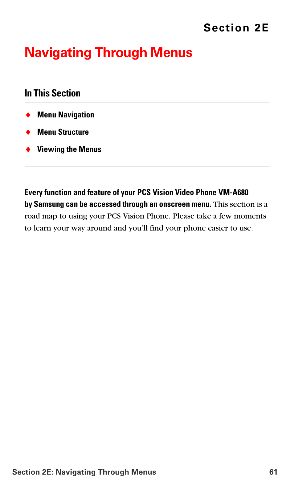 Navigating through menus, 2e.navigating through menus | Samsung VM-A680 User Manual | Page 69 / 224