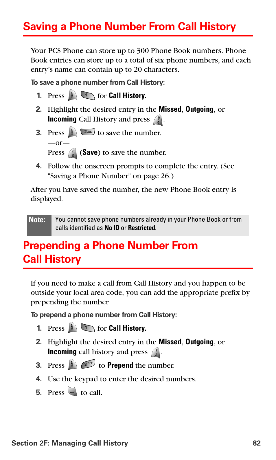 Saving a phone number from call history, Prepending a phone number from call history | Samsung VM-A680 User Manual | Page 90 / 224