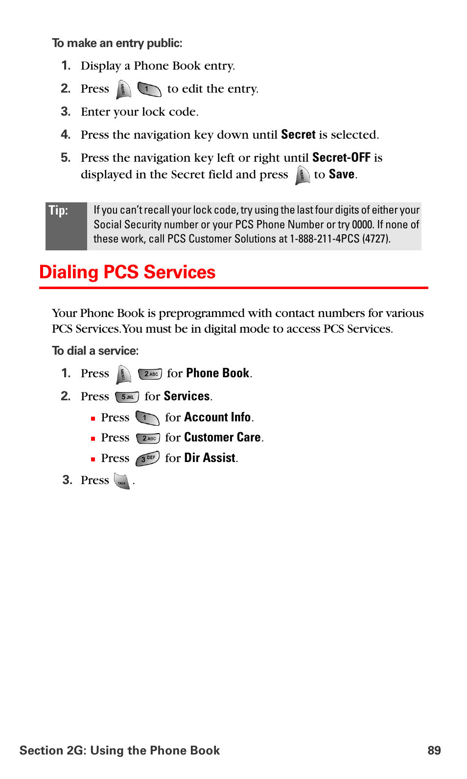 Dialing pcs services | Samsung VM-A680 User Manual | Page 97 / 224