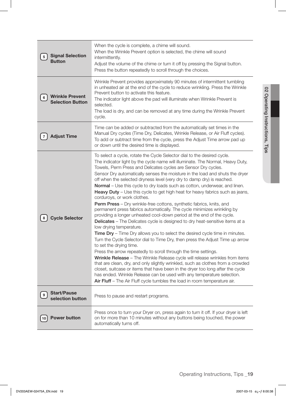 Samsung DV203 User Manual | Page 19 / 32