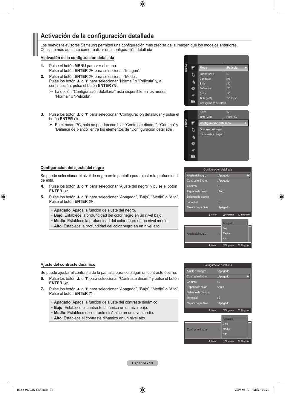 Activación de la configuración detallada | Samsung 580 User Manual | Page 122 / 196