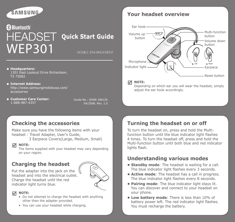 Samsung WEP301 Silver User Manual | 2 pages