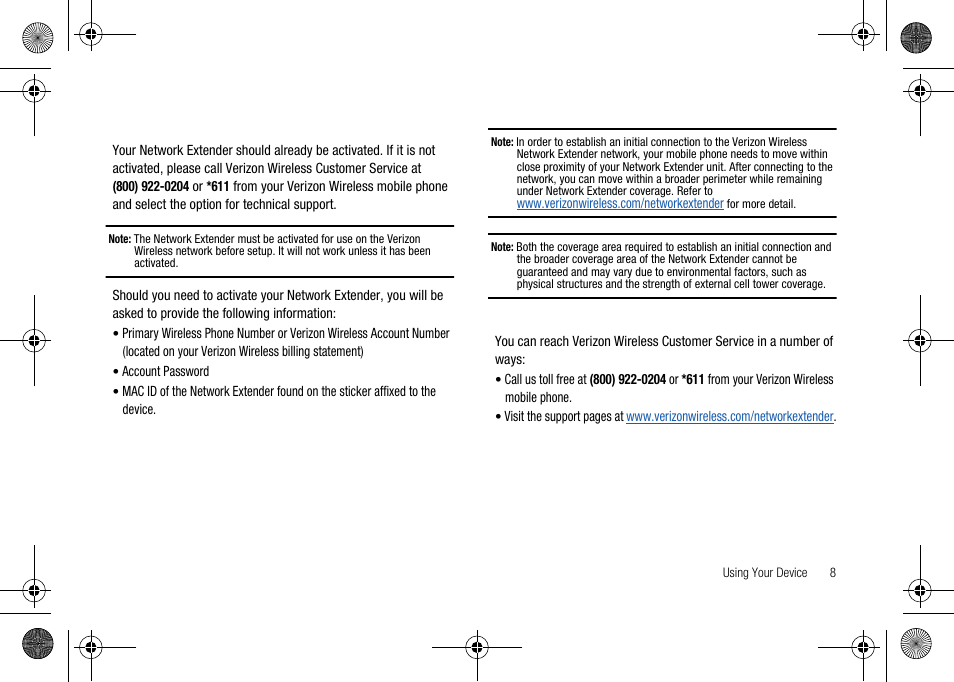 Activating your verizon wireless network extender, Getting help | Verizon Network Extender User Manual | Page 10 / 66