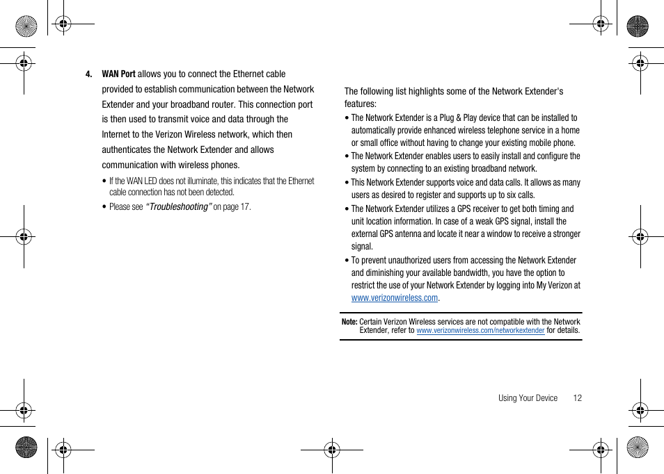 Features | Verizon Network Extender User Manual | Page 14 / 66