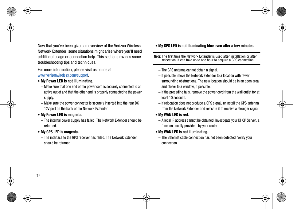 Section 4: troubleshooting | Verizon Network Extender User Manual | Page 19 / 66