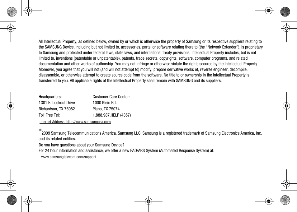 Intellectual property, Samsung telecommunications america (sta), llc | Verizon Network Extender User Manual | Page 2 / 66