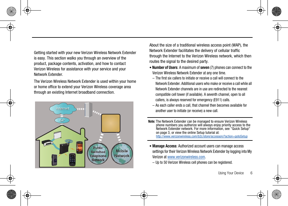 Section 2: using your device, Additional setup information | Verizon Network Extender User Manual | Page 8 / 66