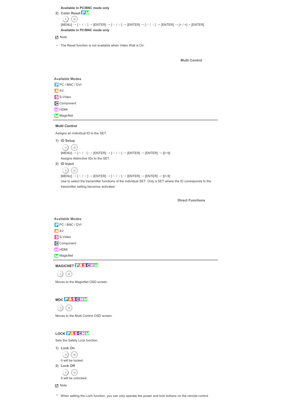 Multi control, Direct functions, Magicnet | Samsung 570DXN User Manual | Page 144 / 164