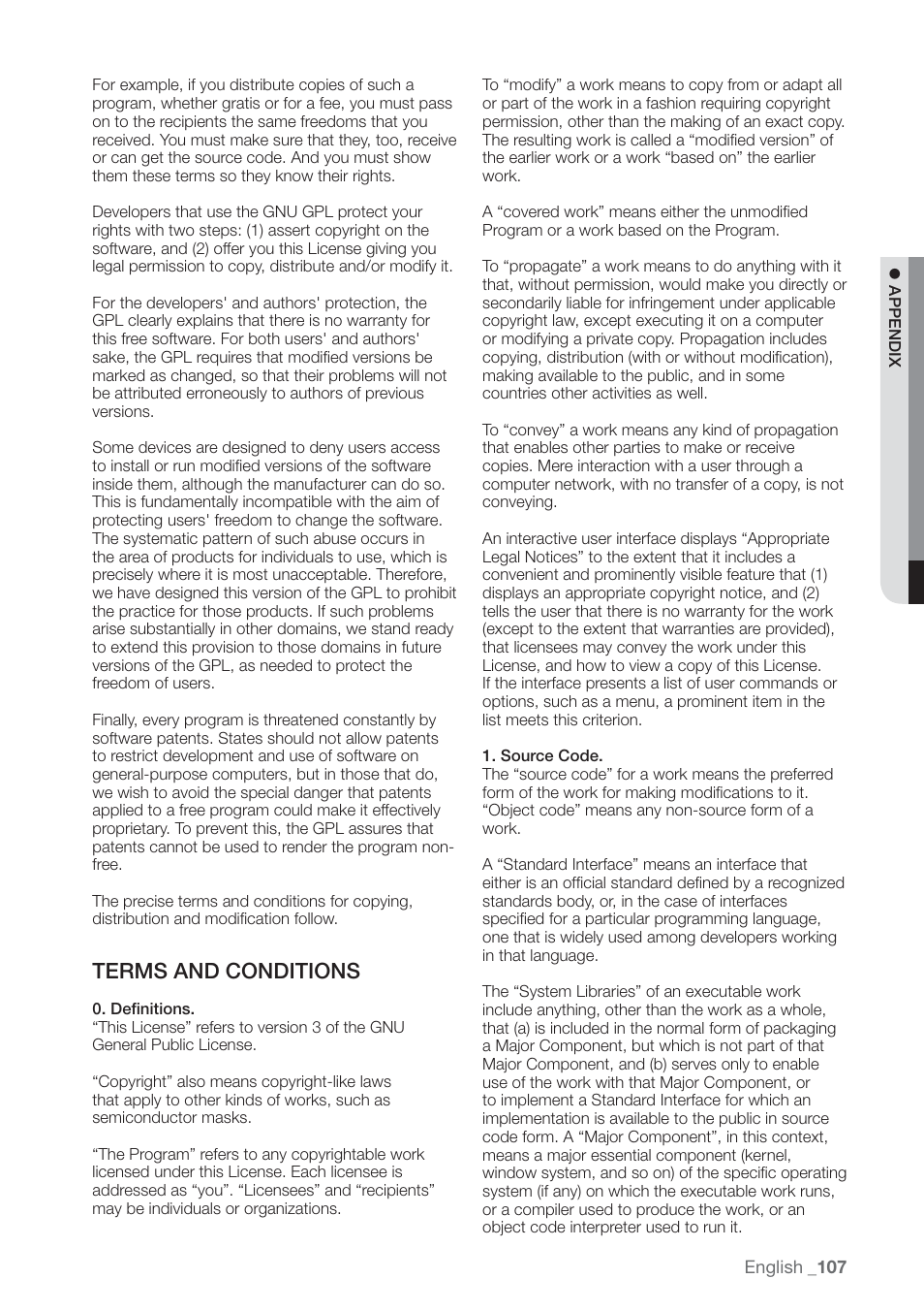 Terms and conditions | Samsung SHR-7160 User Manual | Page 107 / 120