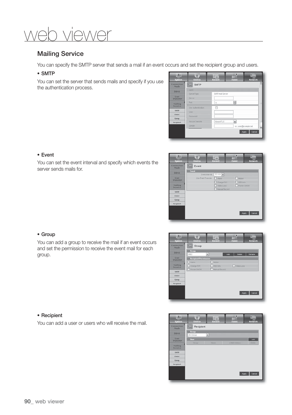 Web viewer | Samsung SHR-7160 User Manual | Page 90 / 120