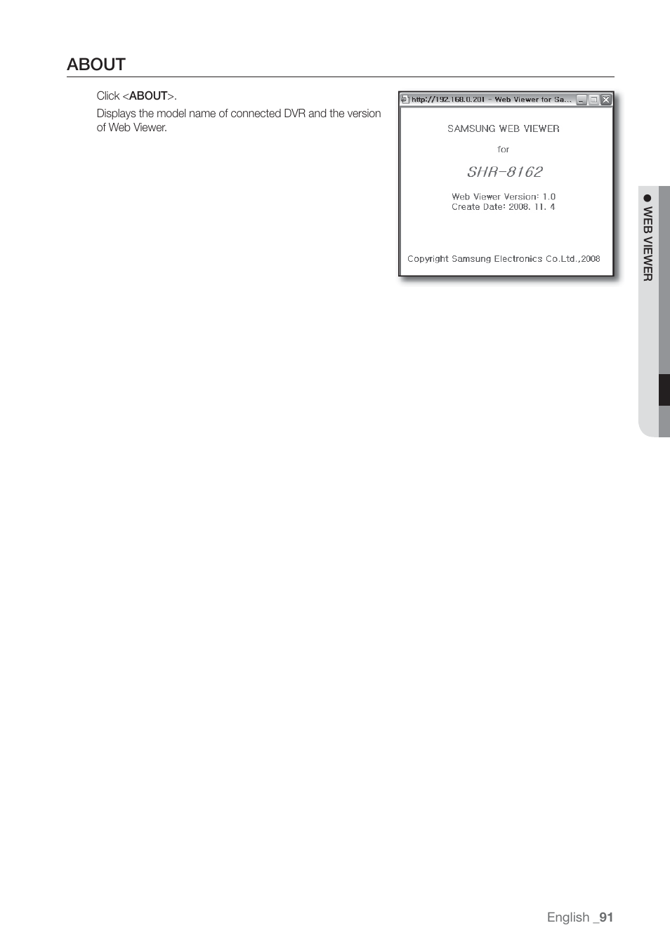 About | Samsung SHR-7160 User Manual | Page 91 / 120