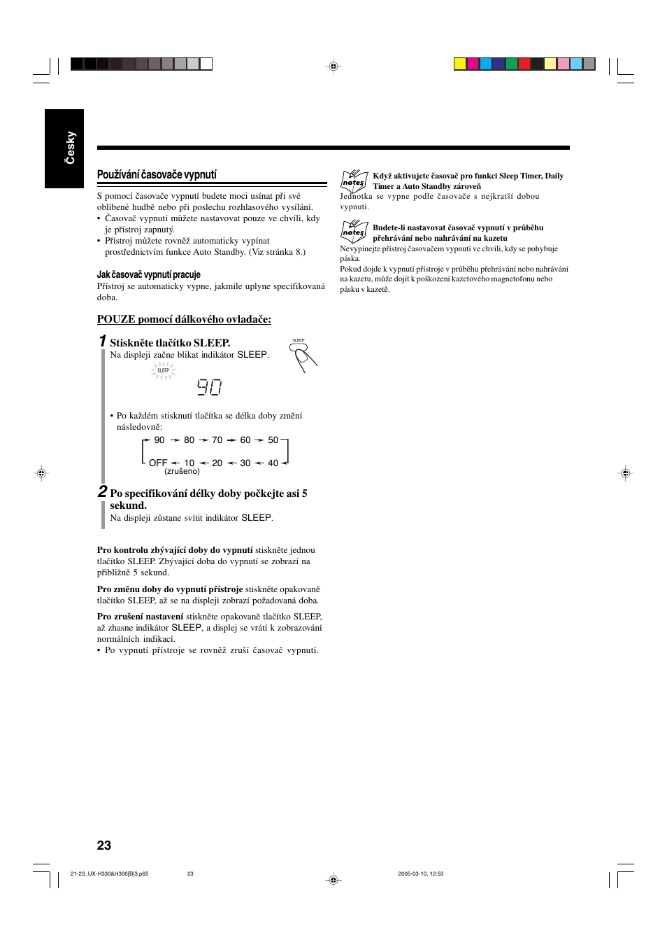 Používání časovače vypnutí | JVC UX-G3 User Manual | Page 28 / 111