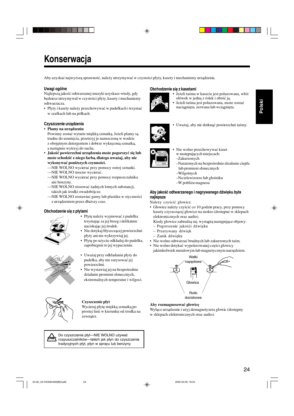 Konserwacja | JVC UX-G3 User Manual | Page 55 / 111