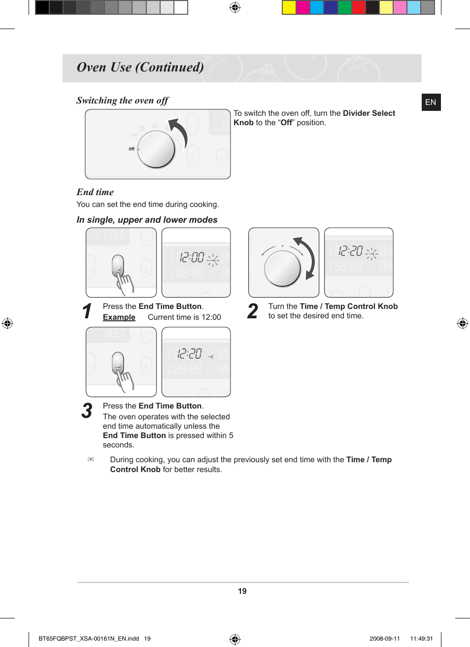 Oven use (continued) | Samsung BT65FQBPST User Manual | Page 21 / 50