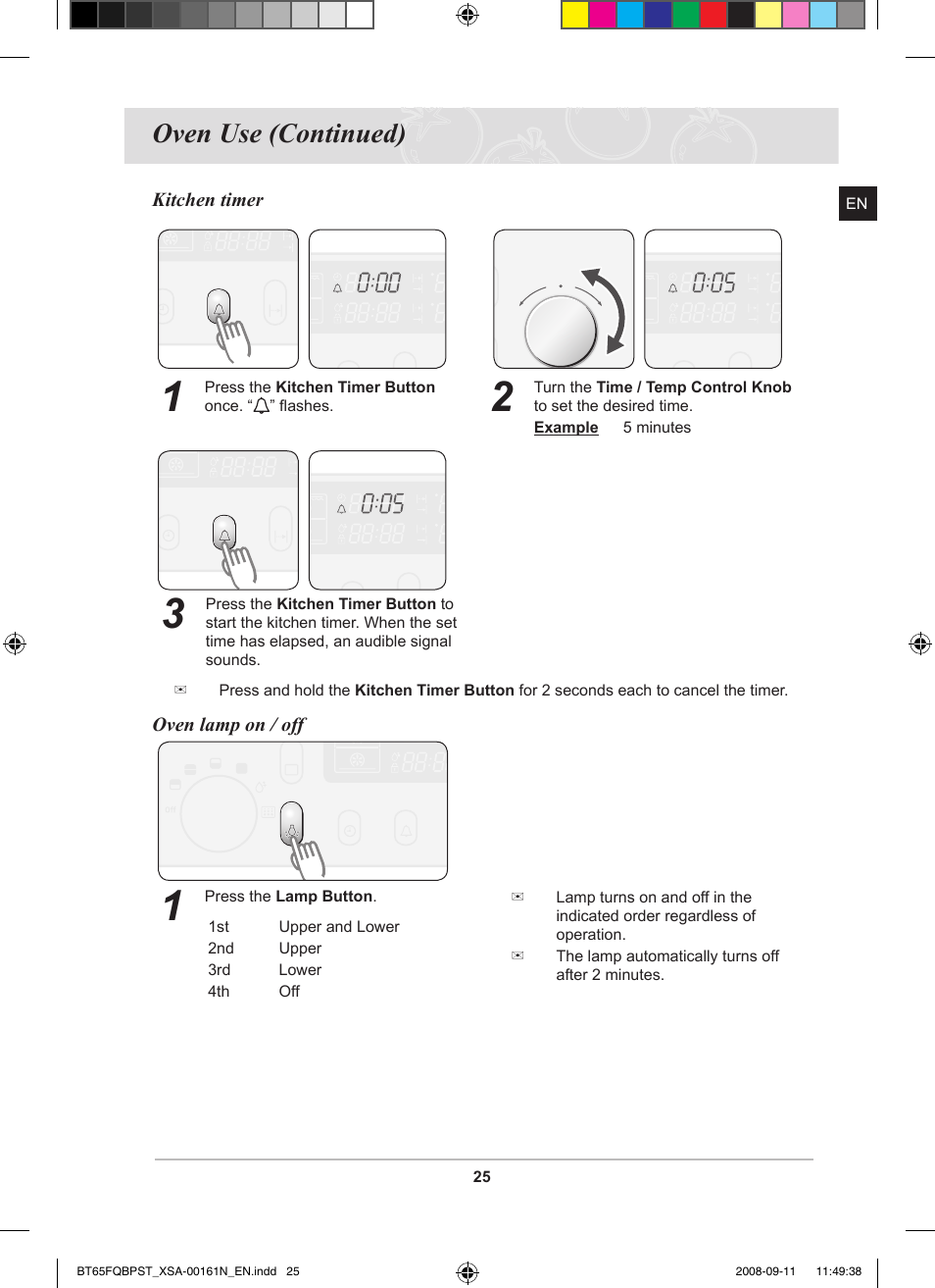 Oven use (continued) | Samsung BT65FQBPST User Manual | Page 27 / 50