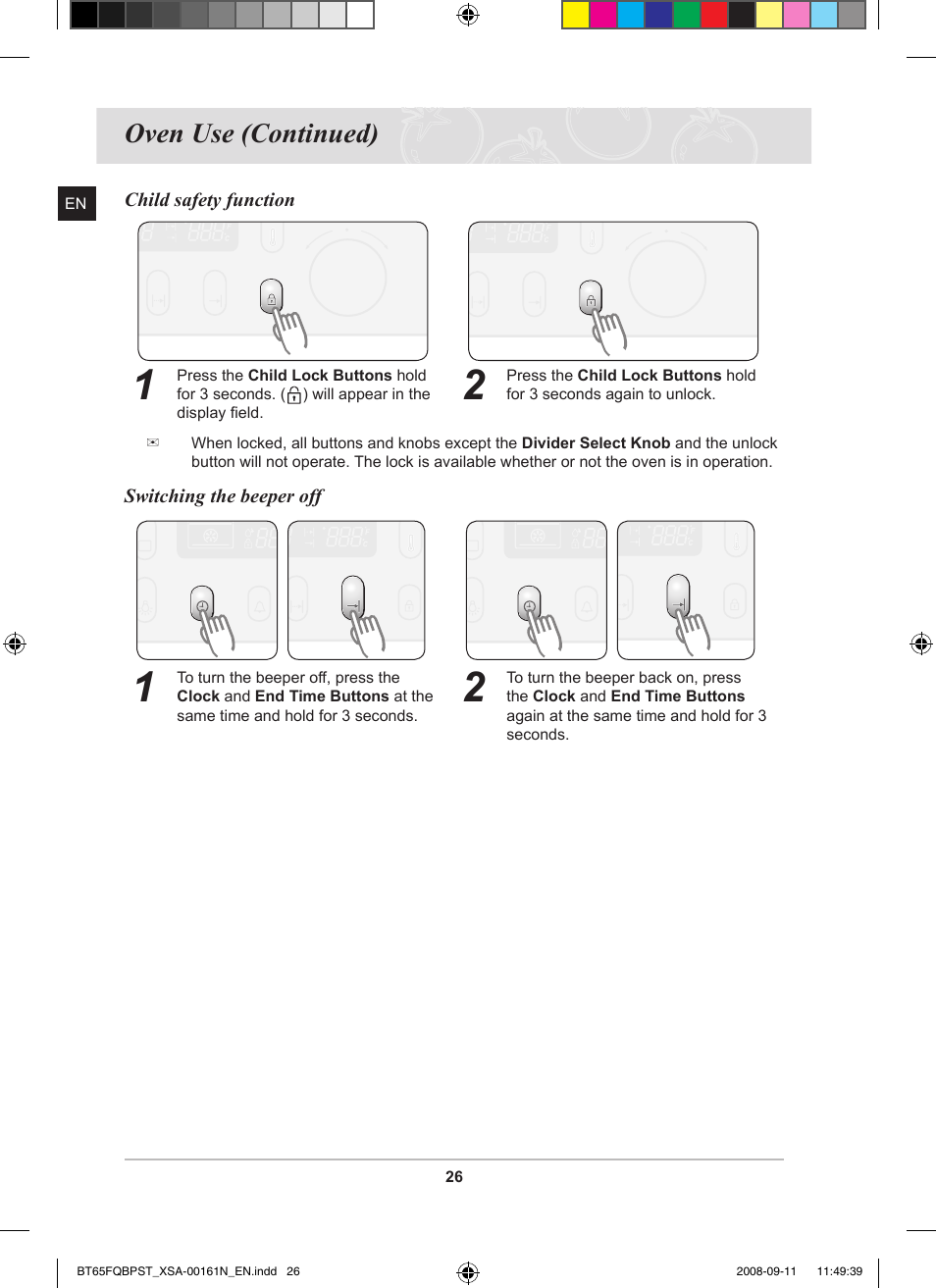 Oven use (continued) | Samsung BT65FQBPST User Manual | Page 28 / 50