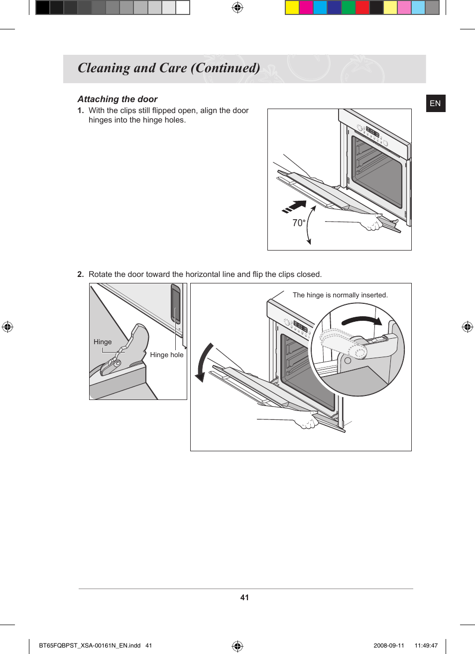 Cleaning and care (continued) | Samsung BT65FQBPST User Manual | Page 43 / 50