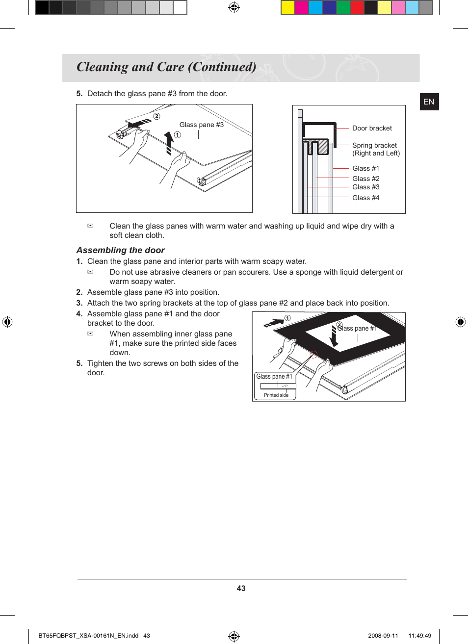 Cleaning and care (continued) | Samsung BT65FQBPST User Manual | Page 45 / 50