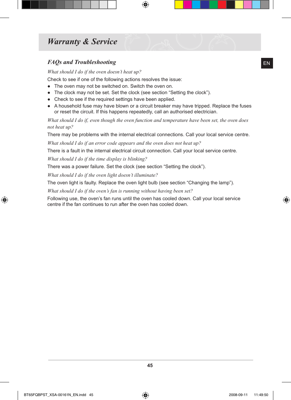 Warranty & service | Samsung BT65FQBPST User Manual | Page 47 / 50