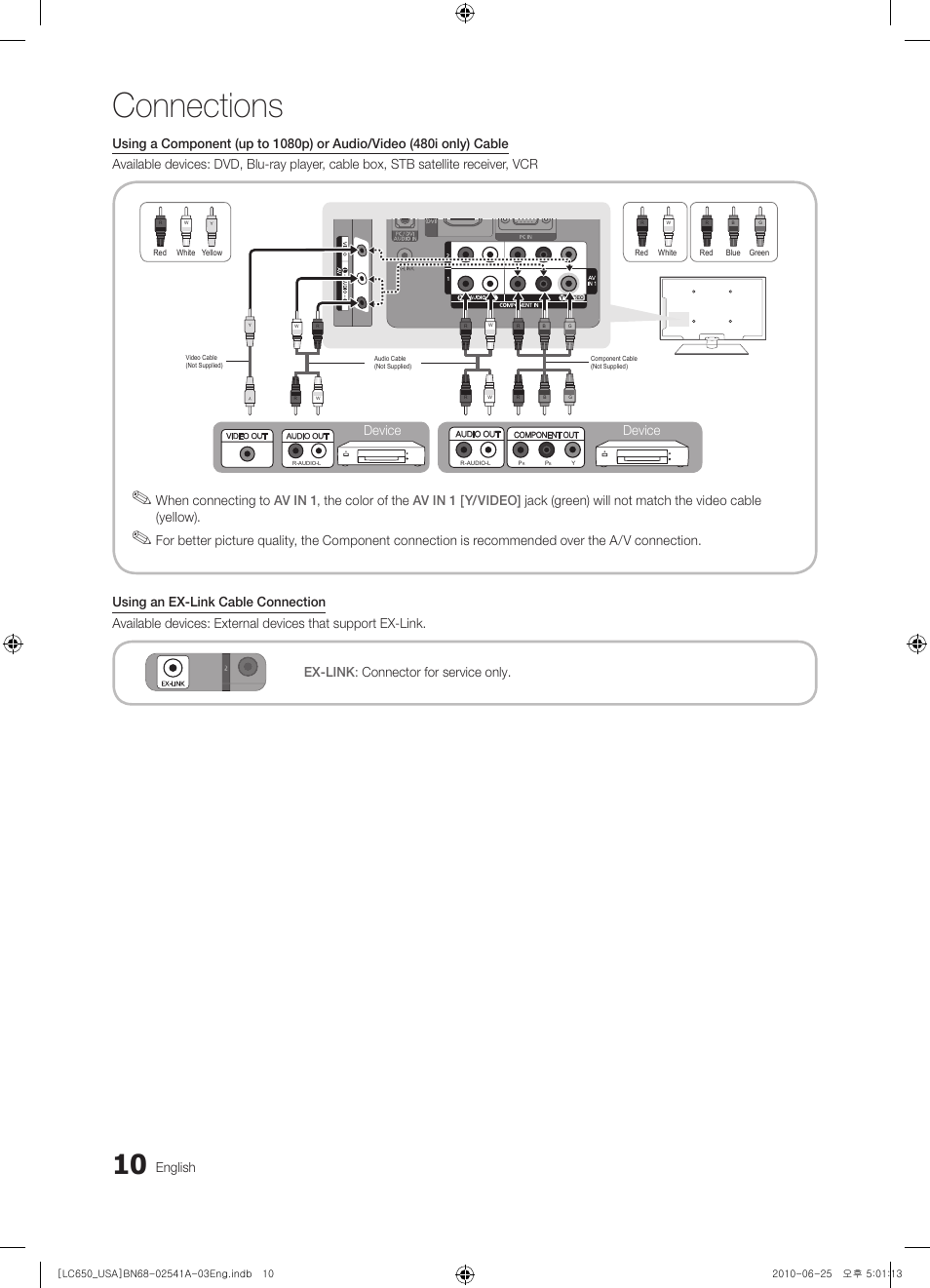 Connections, English, Device | Samsung BN68-02541A-04 User Manual | Page 10 / 62