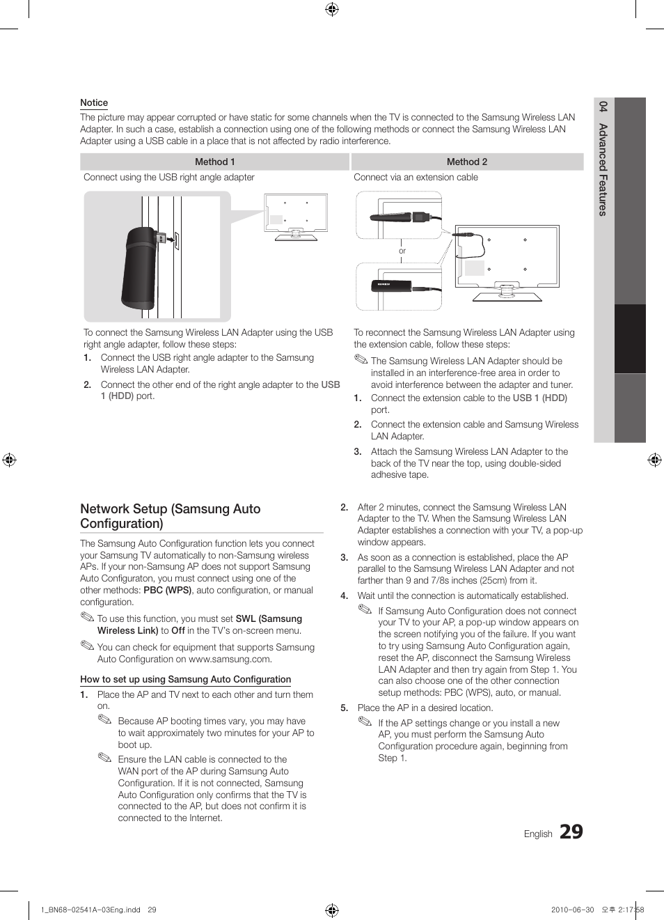 Network setup (samsung auto configuration) | Samsung BN68-02541A-04 User Manual | Page 29 / 62