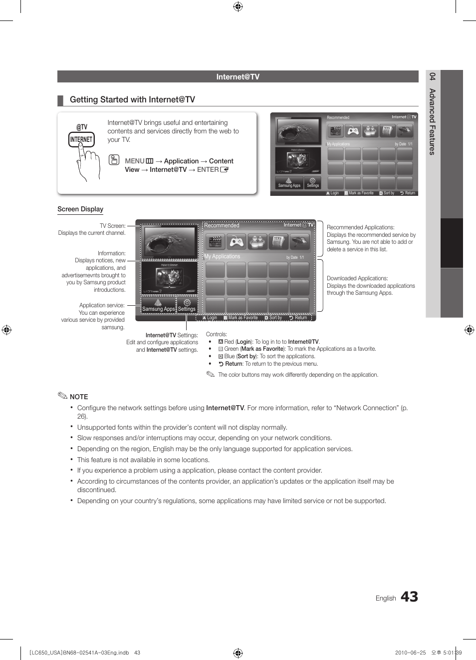 Internet@tv | Samsung BN68-02541A-04 User Manual | Page 43 / 62
