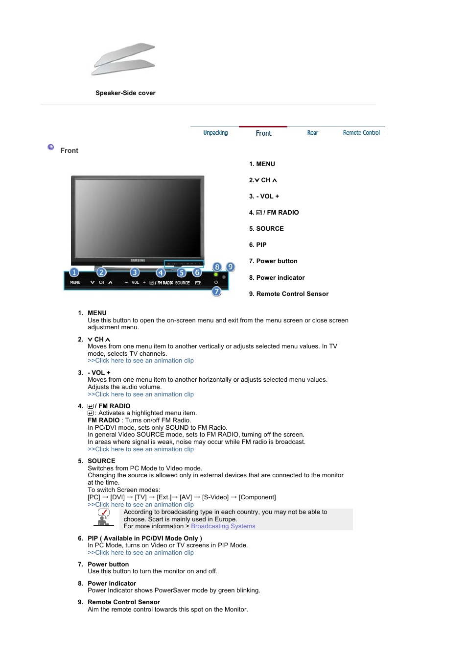 Front | Samsung 242MP User Manual | Page 11 / 65