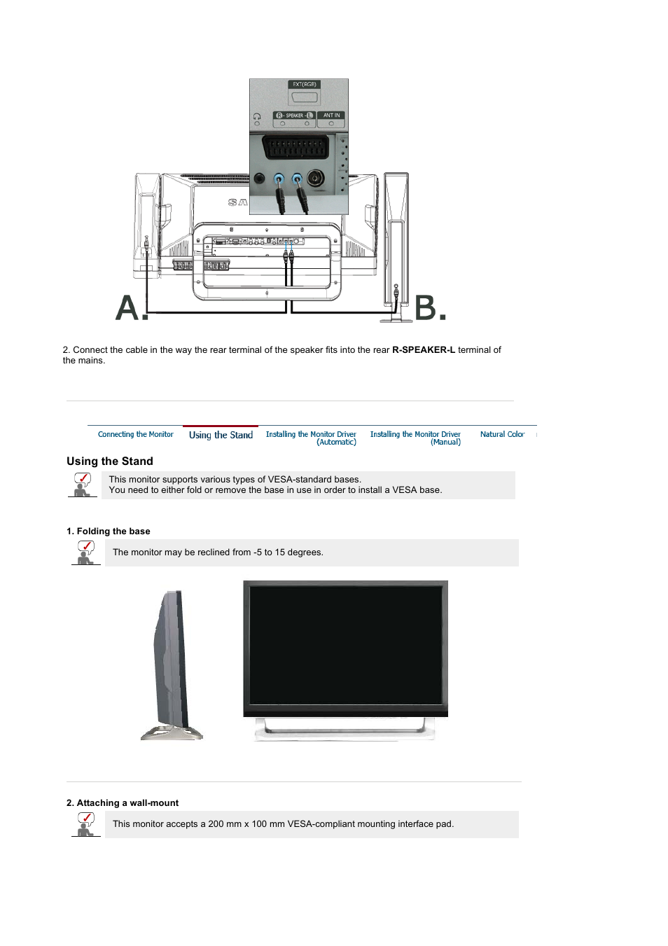 Using the stand | Samsung 242MP User Manual | Page 24 / 65