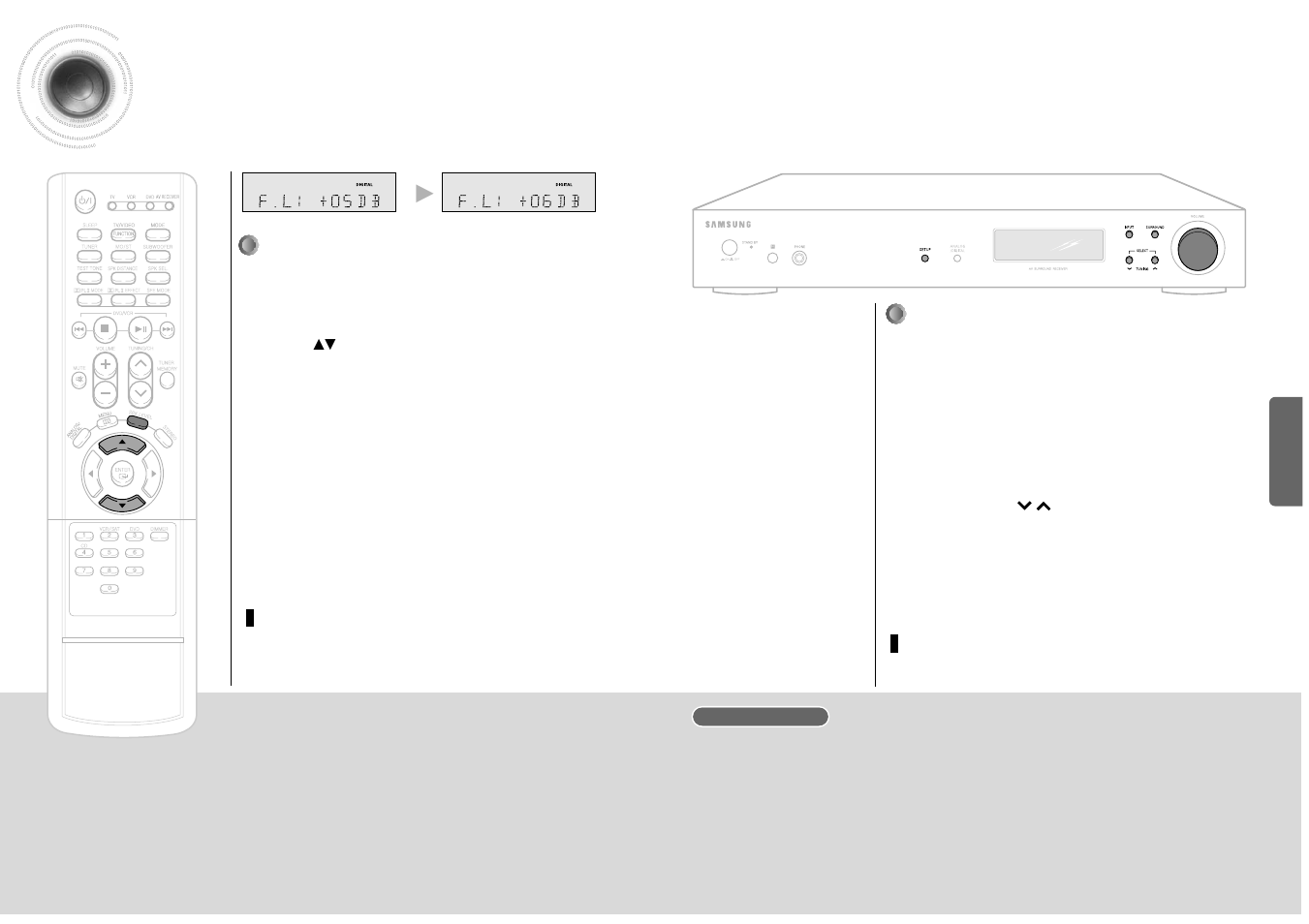 Setting speaker level, Main unit, Remote control | Samsung HT-AS600 User Manual | Page 14 / 25