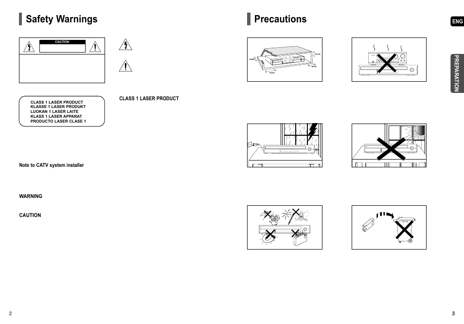 Precautions, Safety warnings, Phones | Samsung HT-TX55 User Manual | Page 2 / 35